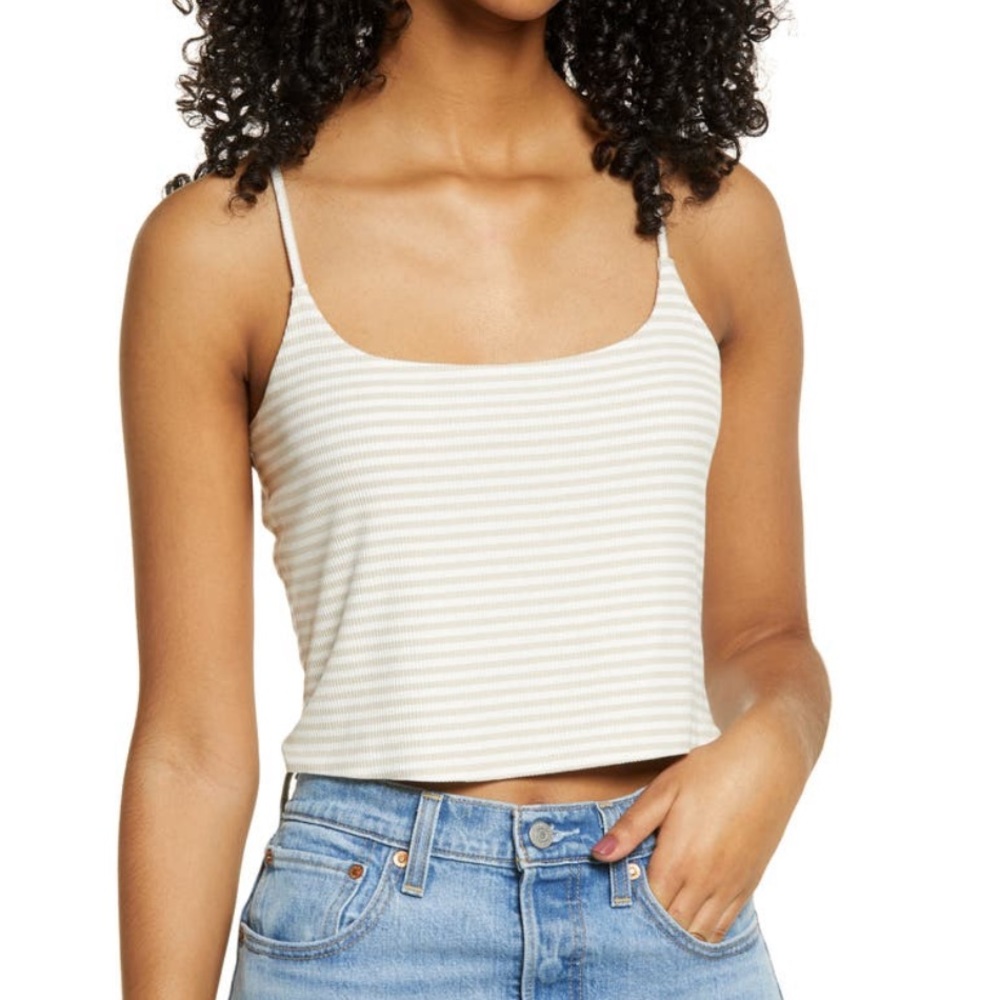 BP Crop Top White & Cream Spaghetti Strap Crop Top